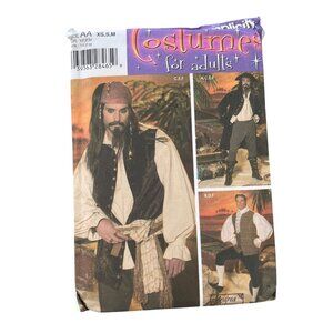 Simplicity 4923 Costume Sewing Pattern Size XS-Medium Pirate Renaissance UNCUT